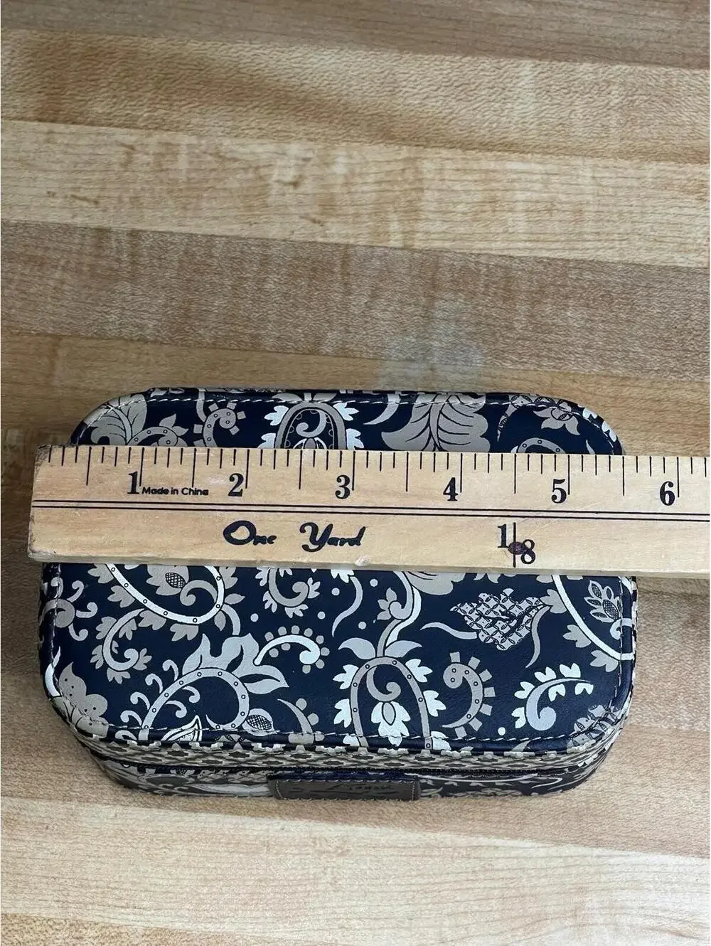 Vintage Fossil Coated Canvas Cashmere patterns Cosmetic Makeup  Jewelry Case
